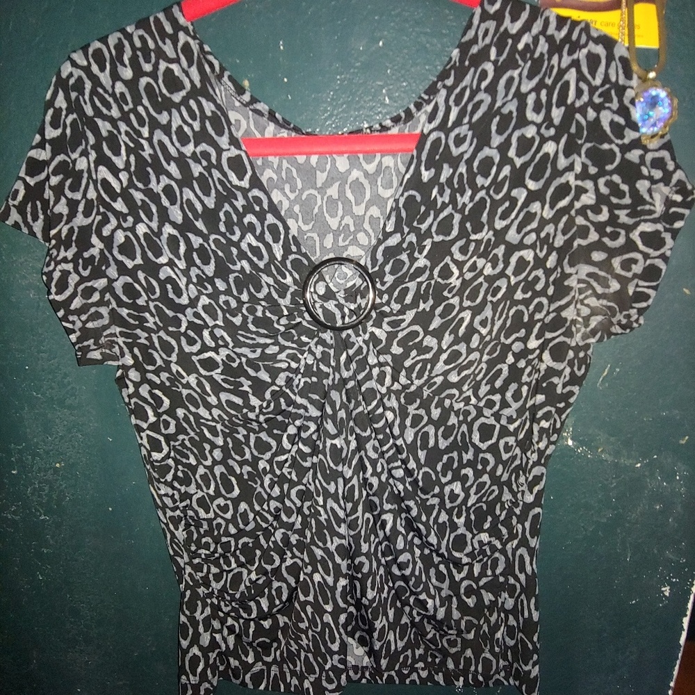 Black and grey leopard print dress shirt